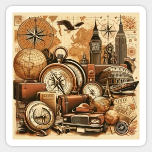 Retro Journey: Vintage Travel Elegance Sticker